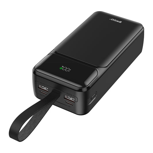 Εξωτερική Μπαταρία BWOO BO-P66, 30000mAh, 65W, QC + PD, 1 x USB-C - 2 x USB-A, Μαύρη