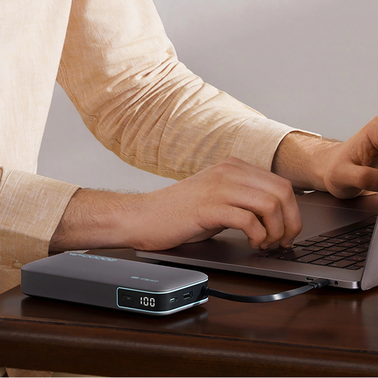 Εξωτερική Μπαταρία Cuktech, 20000mAh, 55W, QC + PD, 1 x USB-A - 2 x USB-C, Γκρι CUKP200NGLDG