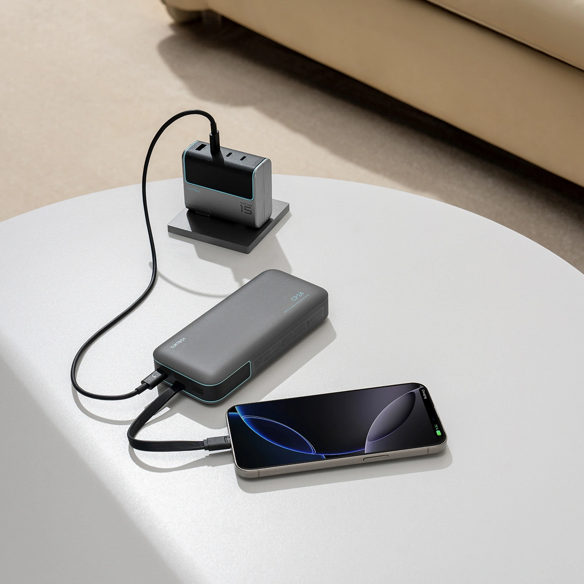 Cuktech LPB200N External Battery, 20000mAh, 40W, QC + PD, 1 x USB-A - 2 x USB-C, Black CUKL200NMXGR