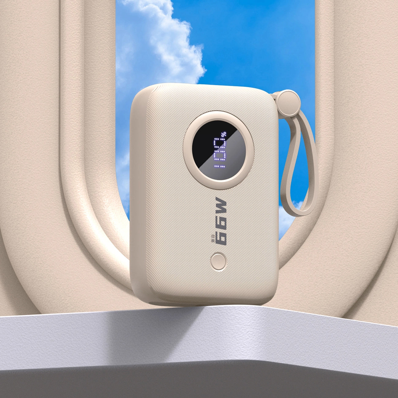 Dudao K14 External Battery, 10000mAh, 22.5W, QC + PD, 1 x Lightning - 1 x USB-A - 2 x USB-C, Beige