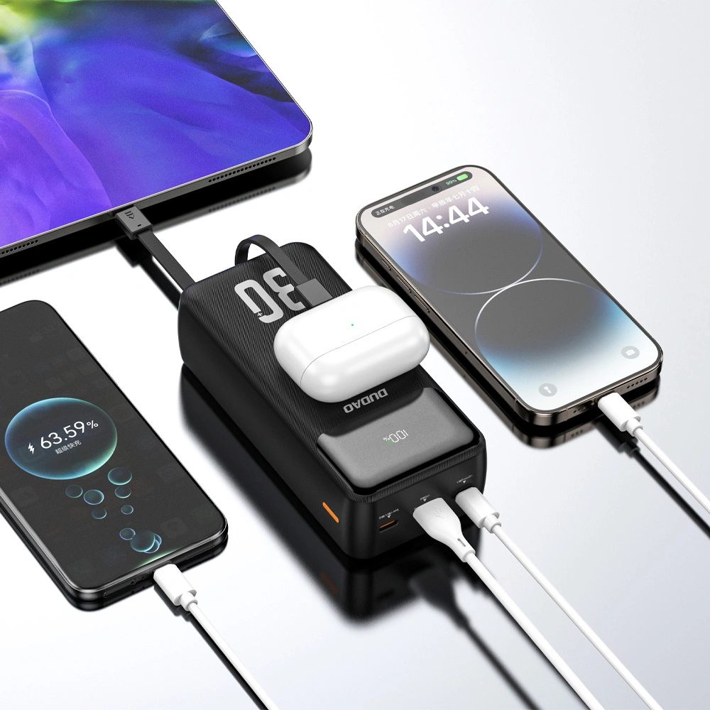Dudao K15MAX External Battery, 30000mAh, 22.5W, QC + PD, 1 x USB-A - 2 x Lightning - 2 x USB-C, White