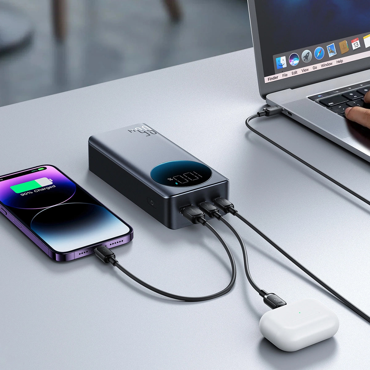 Εξωτερική Μπαταρία Joyroom JR-PBF05, 30000mAh, 65W, QC + PD, 1 x USB-A - 2 x USB-C, Μαύρη