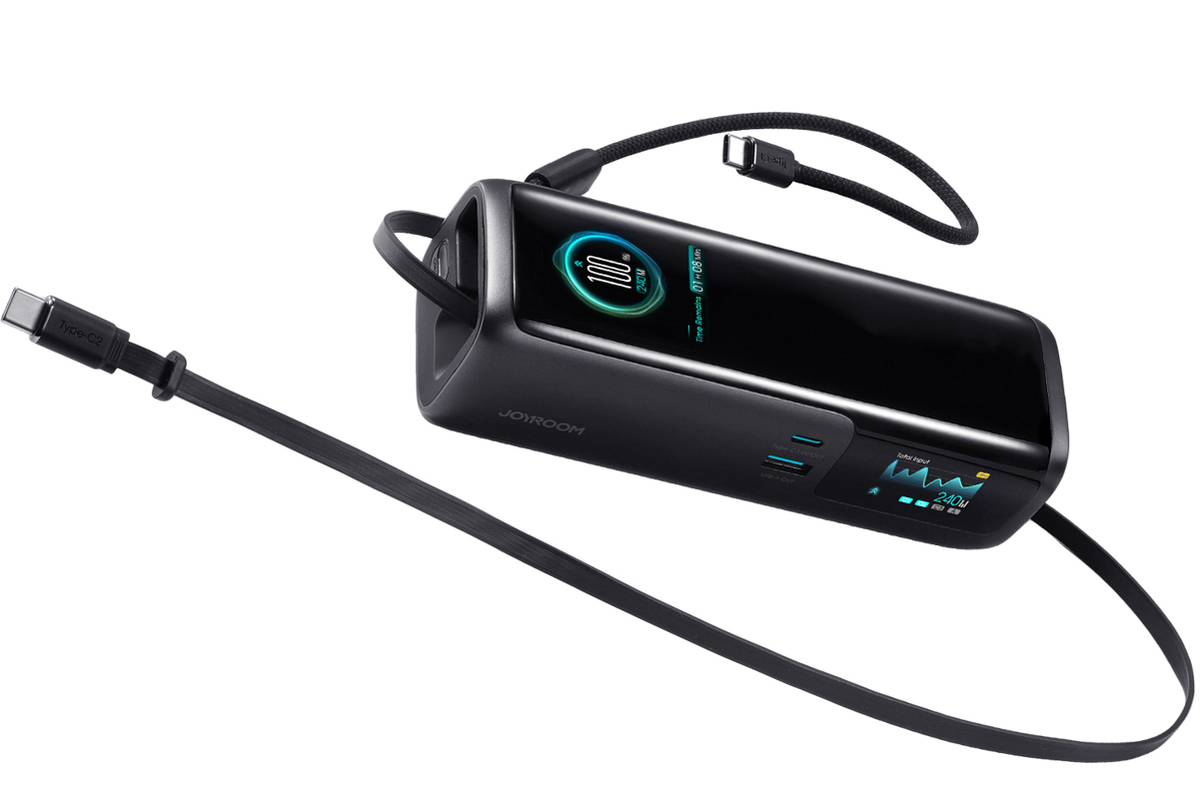 Εξωτερική μπαταρία Joyroom PODIX PR70, 25000mAh, 240W, QC + PD, 1 x USB-A - 3 x USB-C, Μαύρη