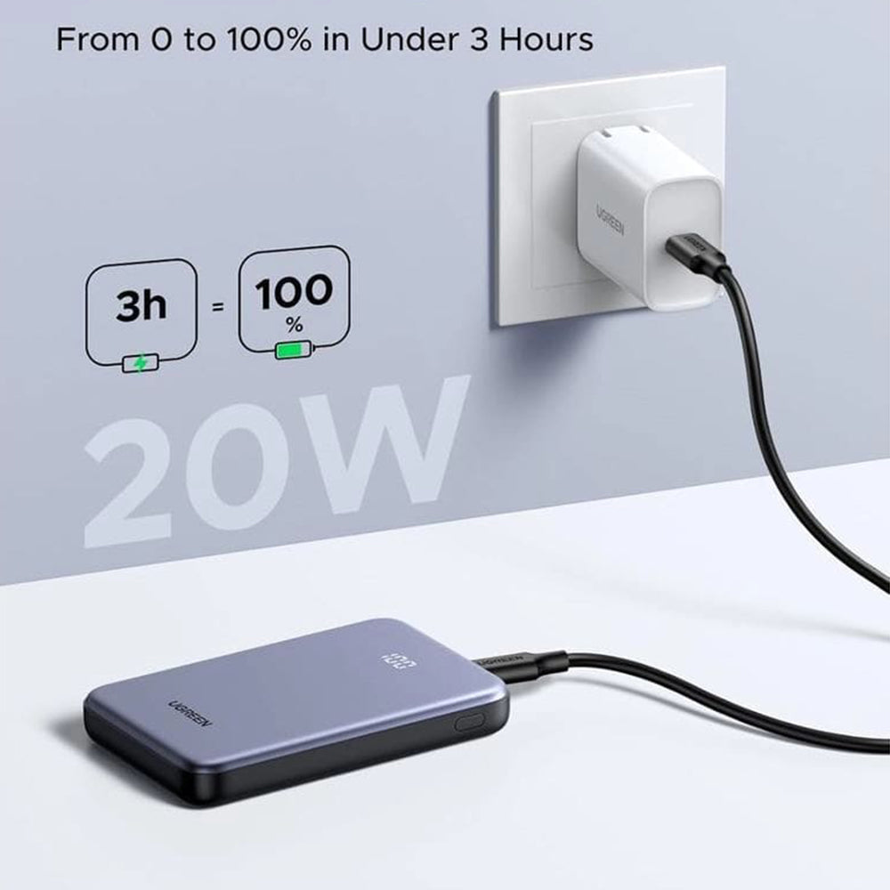 Εξωτερική Μπαταρία UGREEN 75131B, 10000mAh, 22.5W, QC + PD, 1 x USB-A - 1 x USB-C, Γκρι
