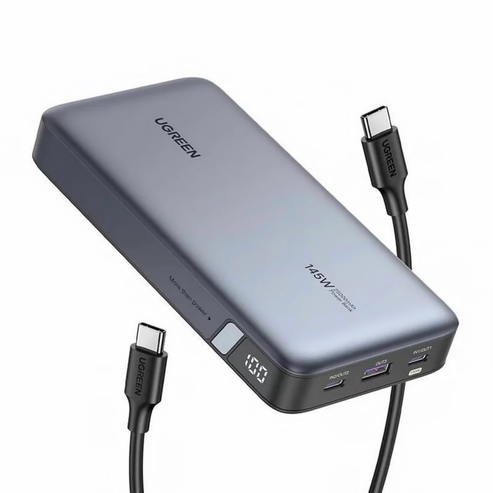 Εξωτερική Μπαταρία UGREEN PB205, 25000mAh, 145W, QC + PD, 1 x USB-A - 2 x USB-C, Γκρι