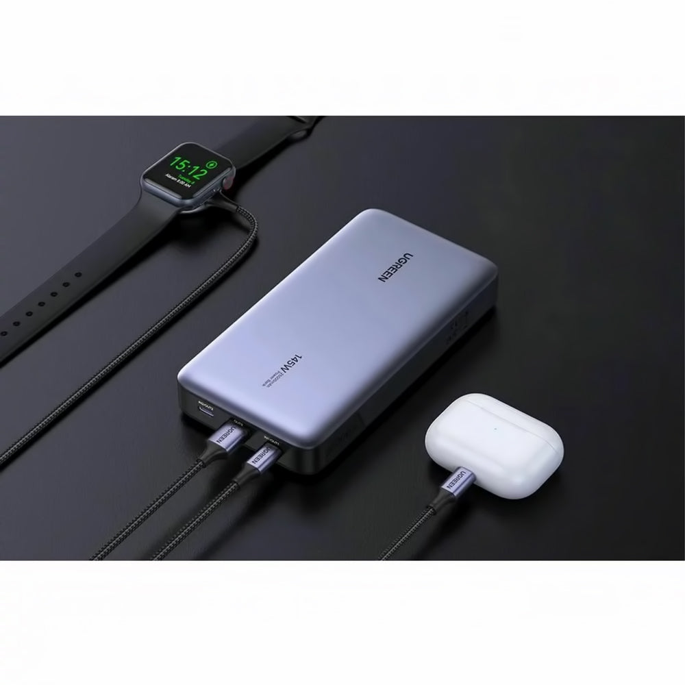 Εξωτερική Μπαταρία UGREEN PB205, 25000mAh, 145W, QC + PD, 1 x USB-A - 2 x USB-C, Γκρι