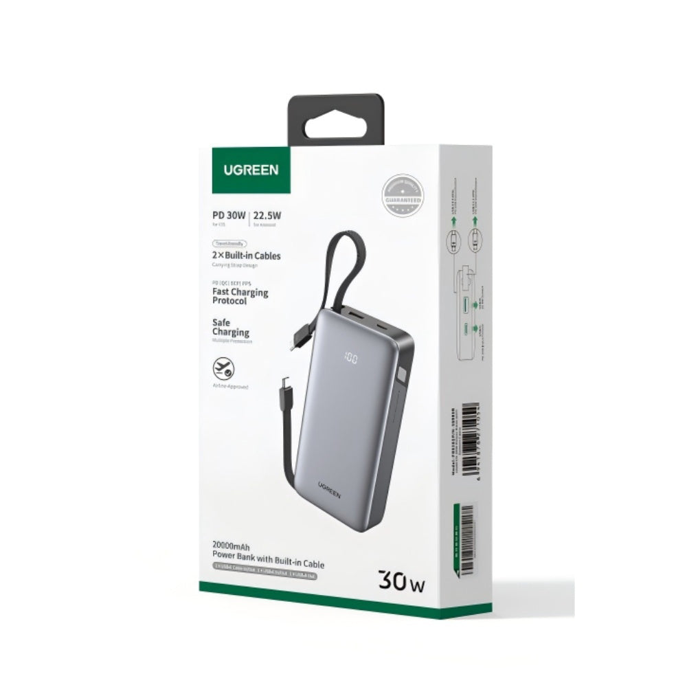 Εξωτερική Μπαταρία UGREEN PB528 (55985B), 20000mAh, 30W, QC + PD, 1 x USB-A - 3 x USB-C, Γκρι