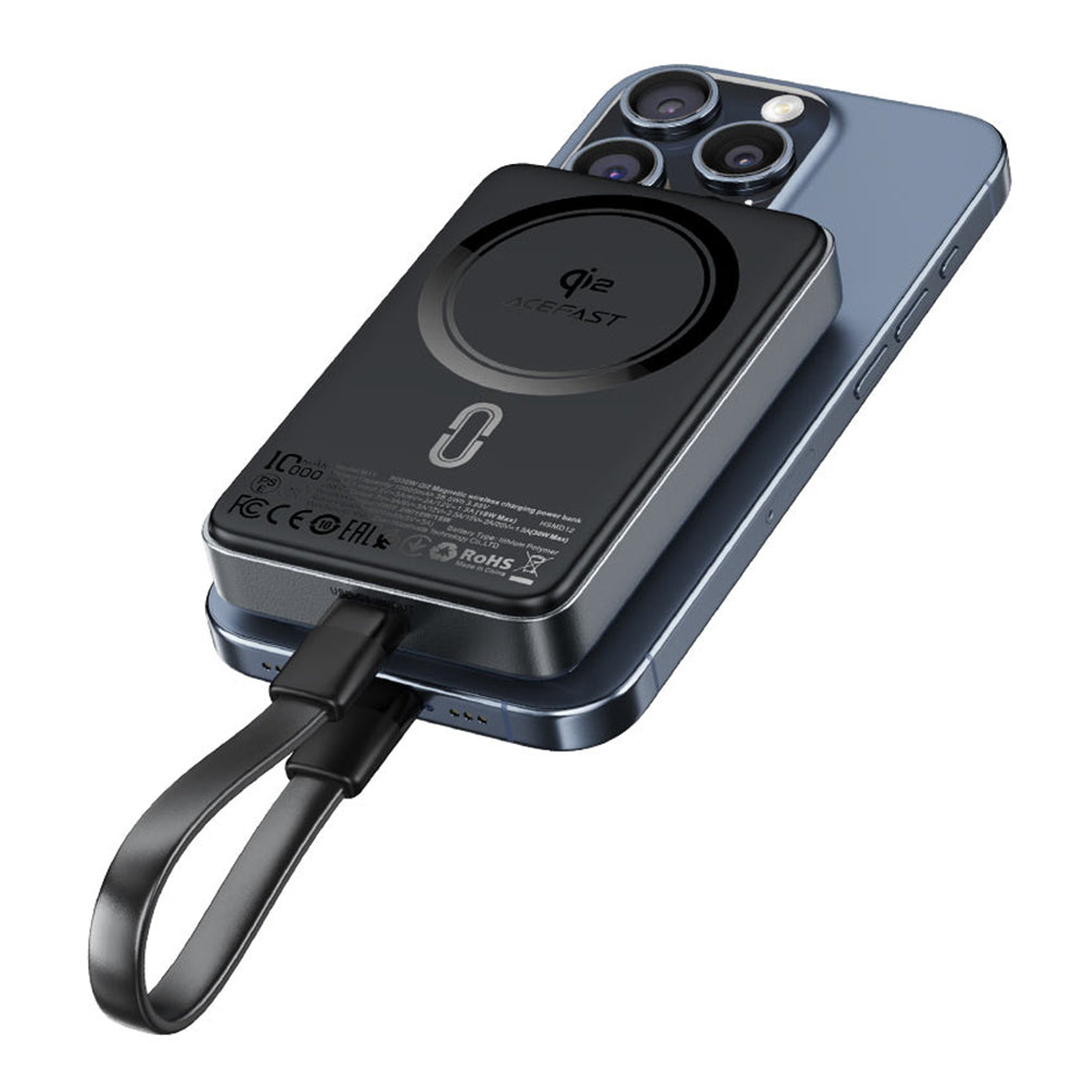Εξωτερική Μπαταρία Wireless Acefast M11, 10000mAh, 30W, PD + FQI, 1 x QI - 1 x USB-C, Μαύρη
