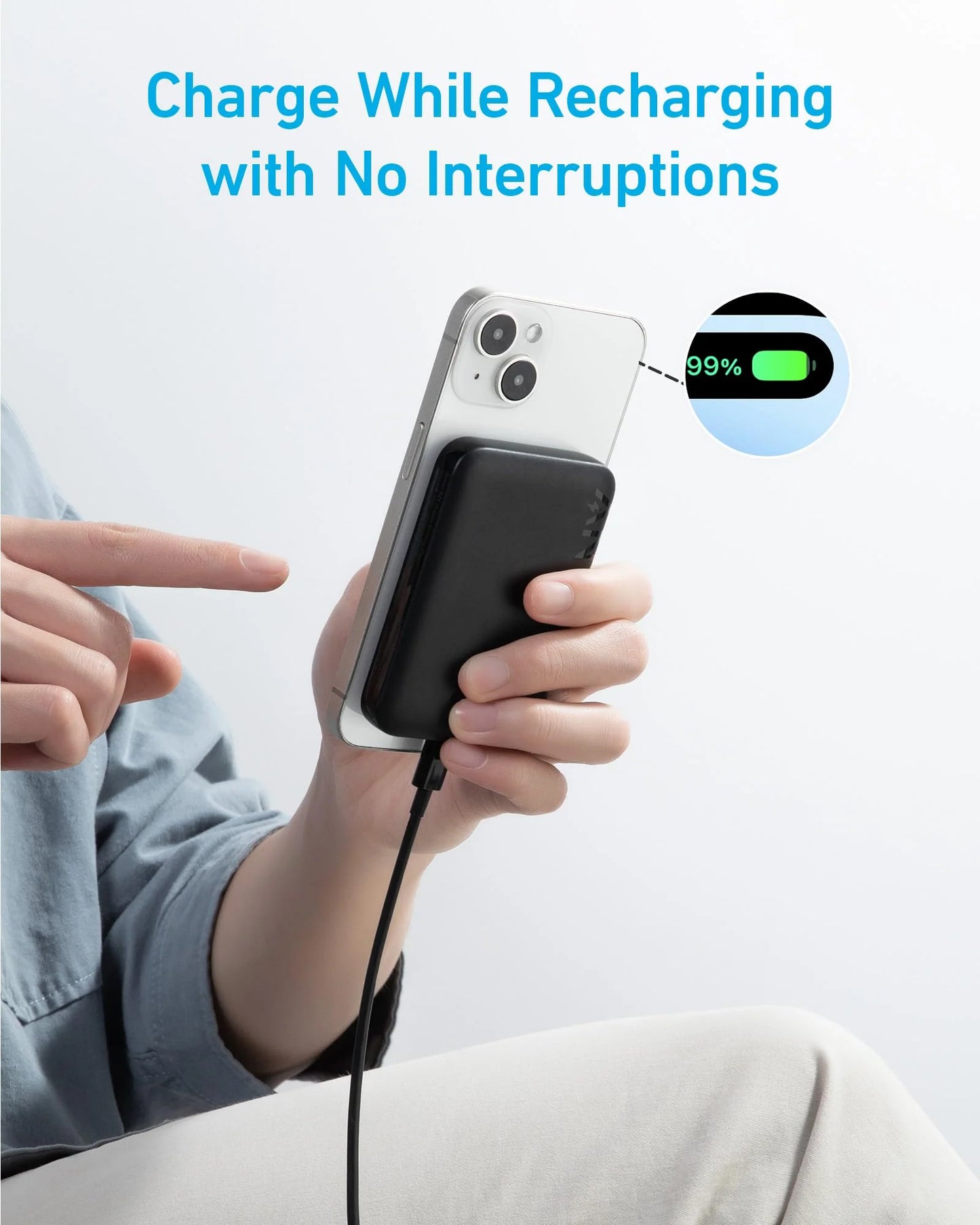 Anker 321 MagGo Ασύρματη εξωτερική μπαταρία, 5000mAh, 7,5W, 1 x IQ, μαύρο A1616G11