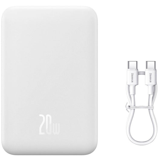 Baseus Magnetic Mini Ασύρματη Εξωτερική Μπαταρία, 20000mAh, 20W, PD + FQI, 1 x QI - 1 x USB-C, Λευκό PPCX150002