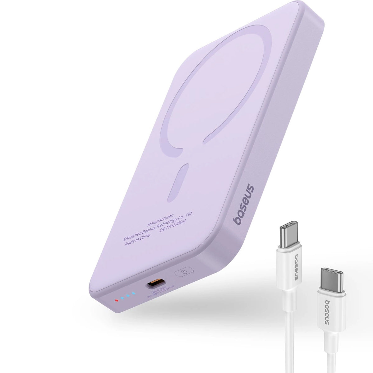Εξωτερική Μπαταρία Wireless Baseus Magnetic Mini, 5000mAh, 20W, PD + FQI, 1 x QI - 1 x USB-C, Μωβ P10022107513
