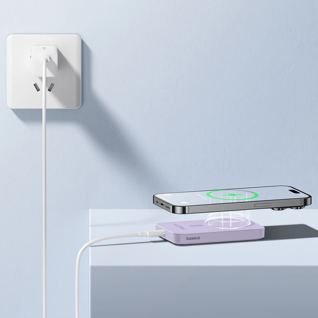 Εξωτερική Μπαταρία Wireless Baseus Magnetic Mini, 5000mAh, 20W, PD + FQI, 1 x QI - 1 x USB-C, Μωβ P10022107513