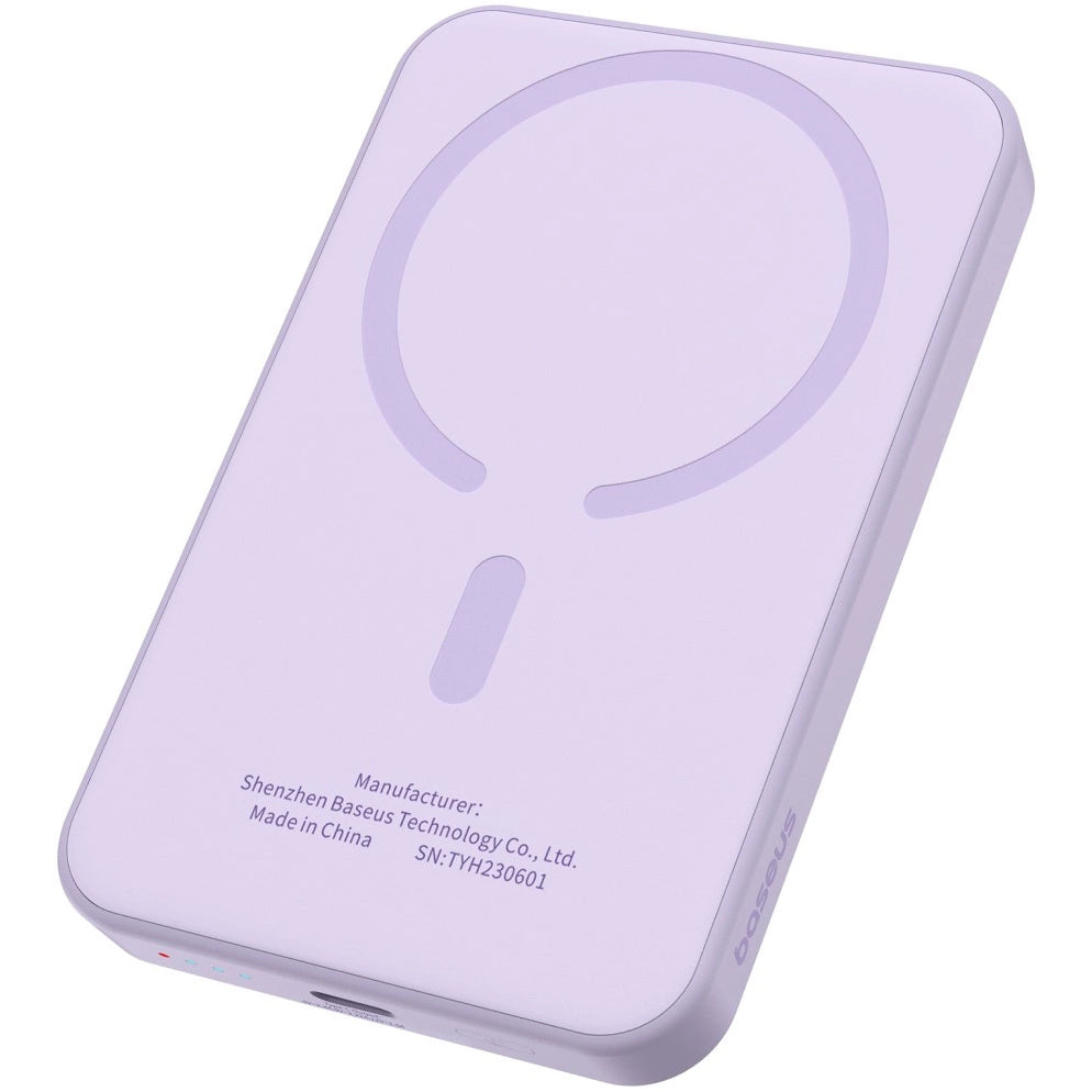 Εξωτερική Μπαταρία Wireless Baseus Magnetic Mini, 5000mAh, 20W, PD + FQI, 1 x QI - 1 x USB-C, Μωβ P10022107513