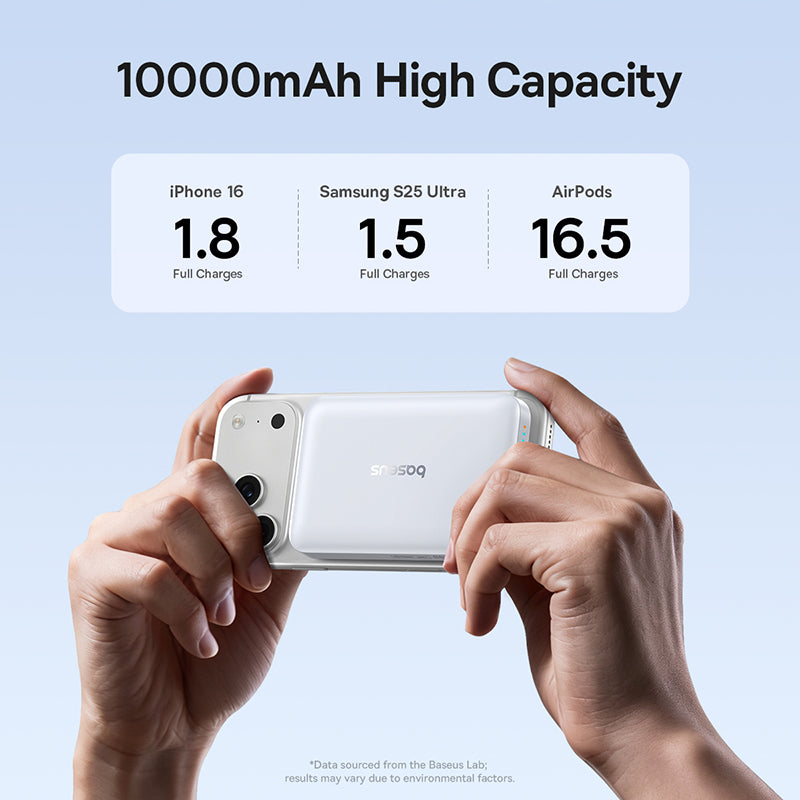 Εξωτερική Ασύρματη Μπαταρία Baseus EnerFill FM11, 10000mAh, 30W, PD + FQI, 1 x QI - 1 x USB-C, Λευκό
