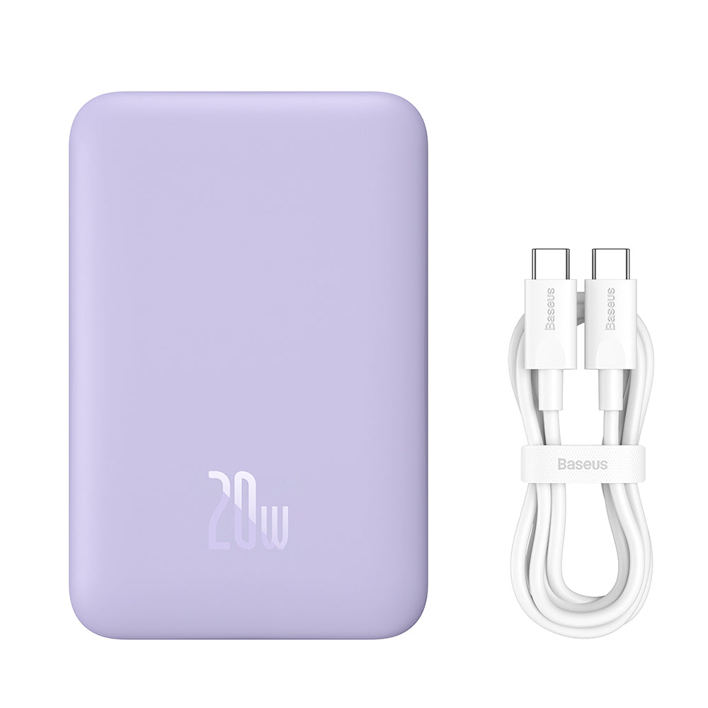 Εξωτερική Μπαταρία Wireless Baseus Magnetic Mini, 10000mAh, 20W, PD + FQI, 1 x QI - 1 x USB-C, Μωβ PPCX110105