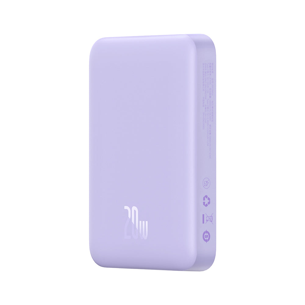 Εξωτερική Μπαταρία Wireless Baseus Magnetic Mini, 10000mAh, 20W, PD + FQI, 1 x QI - 1 x USB-C, Μωβ PPCX110105