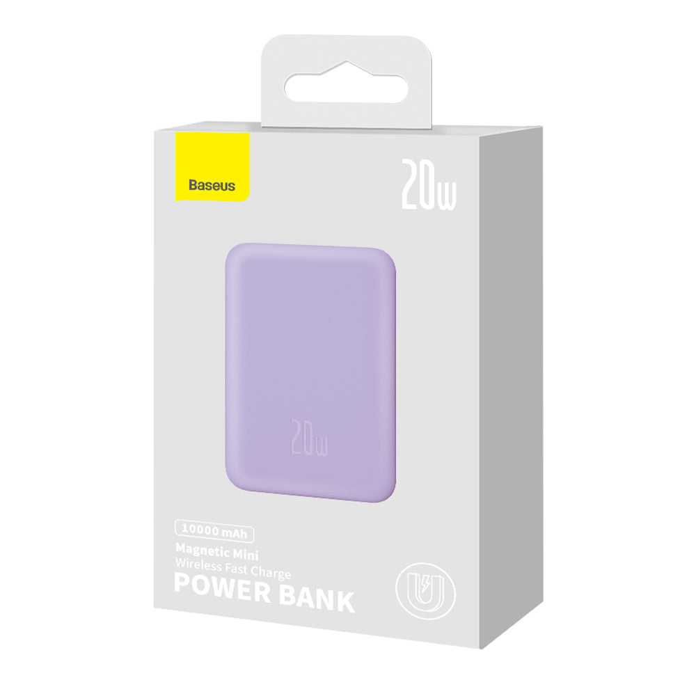 Εξωτερική Μπαταρία Wireless Baseus Magnetic Mini, 10000mAh, 20W, PD + FQI, 1 x QI - 1 x USB-C, Μωβ PPCX110105