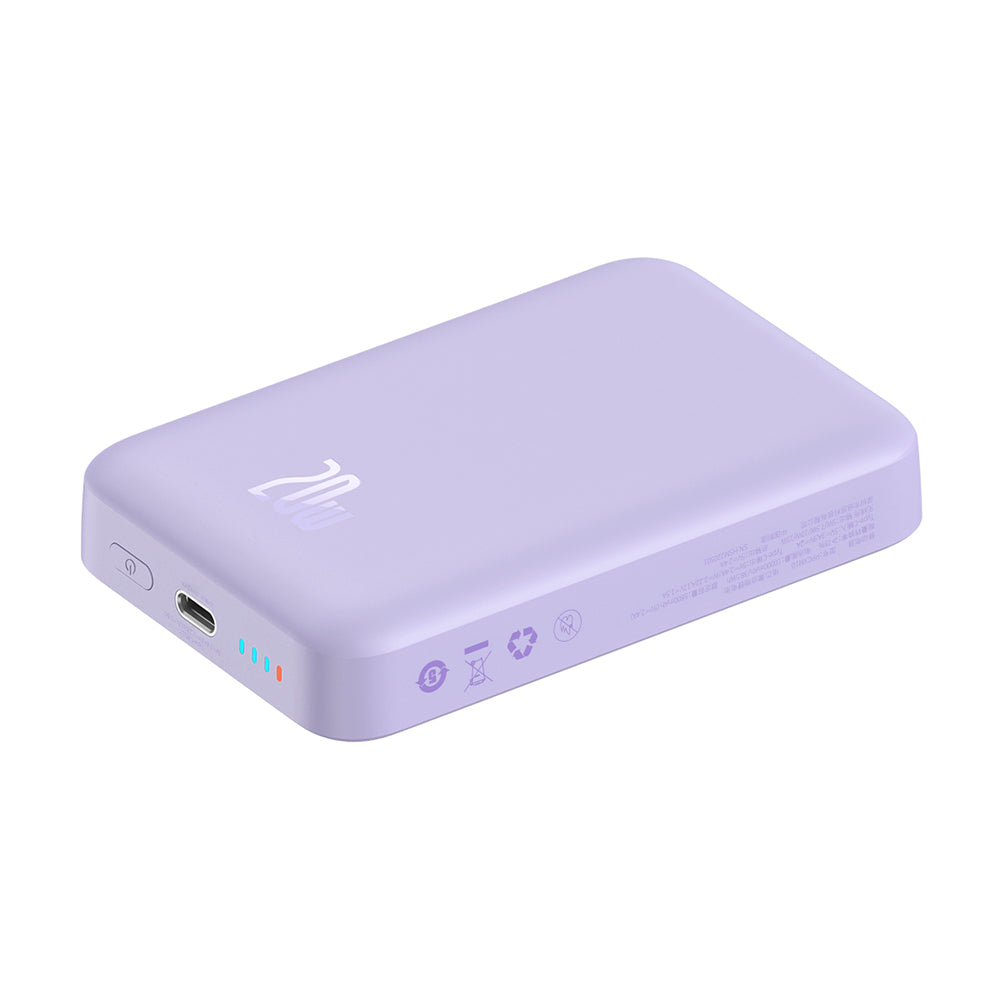 Εξωτερική Μπαταρία Wireless Baseus Magnetic Mini, 10000mAh, 20W, PD + FQI, 1 x QI - 1 x USB-C, Μωβ PPCX110105