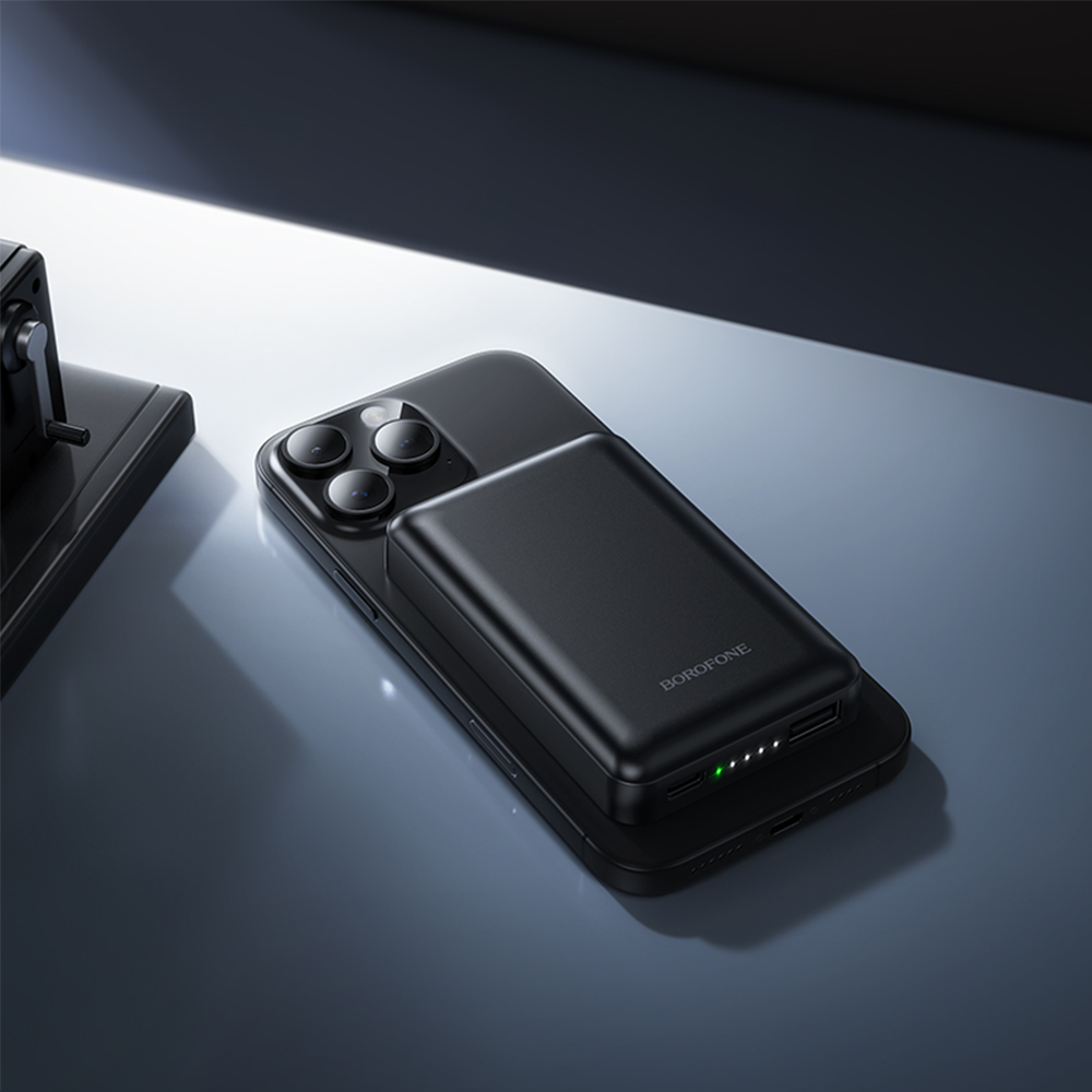 Εξωτερική Μπαταρία Wireless Borofone BJ82 Dawn, 5000mAh, 10W, 1 x QI - 1 x USB-A, Μαύρη