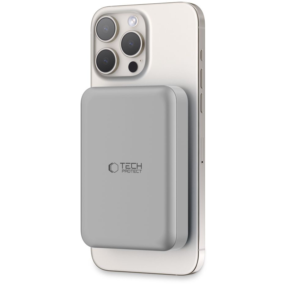 Ασύρματη Εξωτερική Μπαταρία Tech-Protect PB11 LifeMag, 10000mAh, 15W, PD + FQI, 1 x QI - 1 x USB-C, Γκρι, Επανασφραγισμένη
