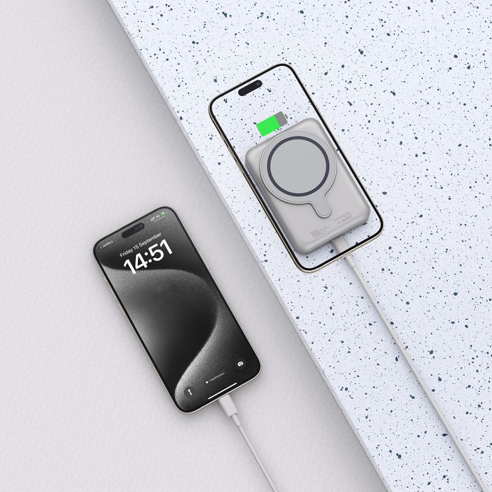 Ασύρματη Εξωτερική Μπαταρία Tech-Protect PB11 LifeMag, 10000mAh, 15W, PD + FQI, 1 x QI - 1 x USB-C, Γκρι, Επανασφραγισμένη