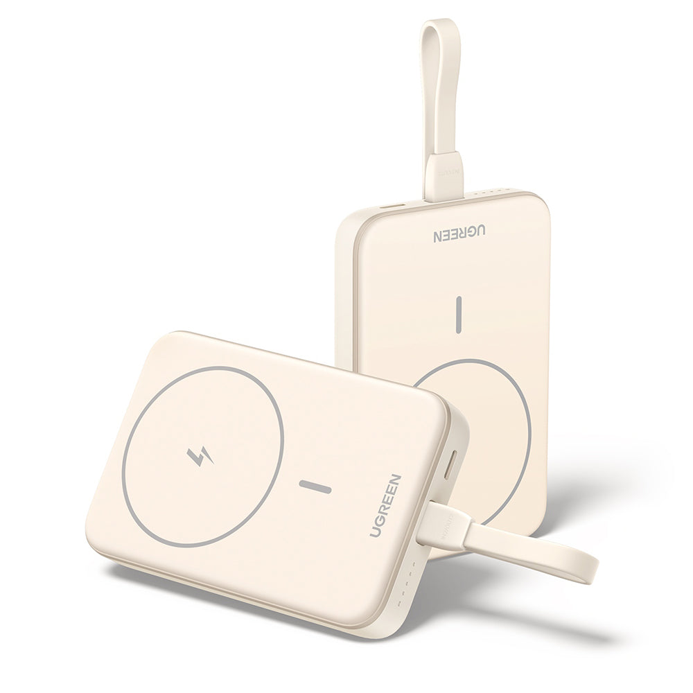 Εξωτερική Μπαταρία Ασύρματη UGREEN PB760, 10000mAh, 20W, PD + FQI, 1 x QI - 1 x USB-C, Μπεζ