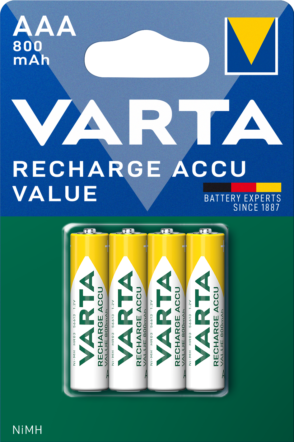Επαναφορτιζόμενη Μπαταρία Varta Professional, AAA / LR3, 800mAh, Σετ 4 τεμαχίων