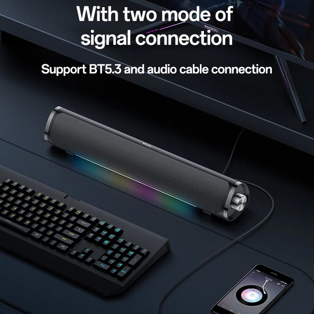 Ηχείο Bluetooth Yesido YSW27, 10W, RGB, Μαύρο