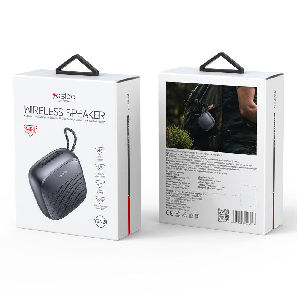 Φορητό Ηχείο Bluetooth Yesido YSW24, 5W, Αδιάβροχο, Μαύρο