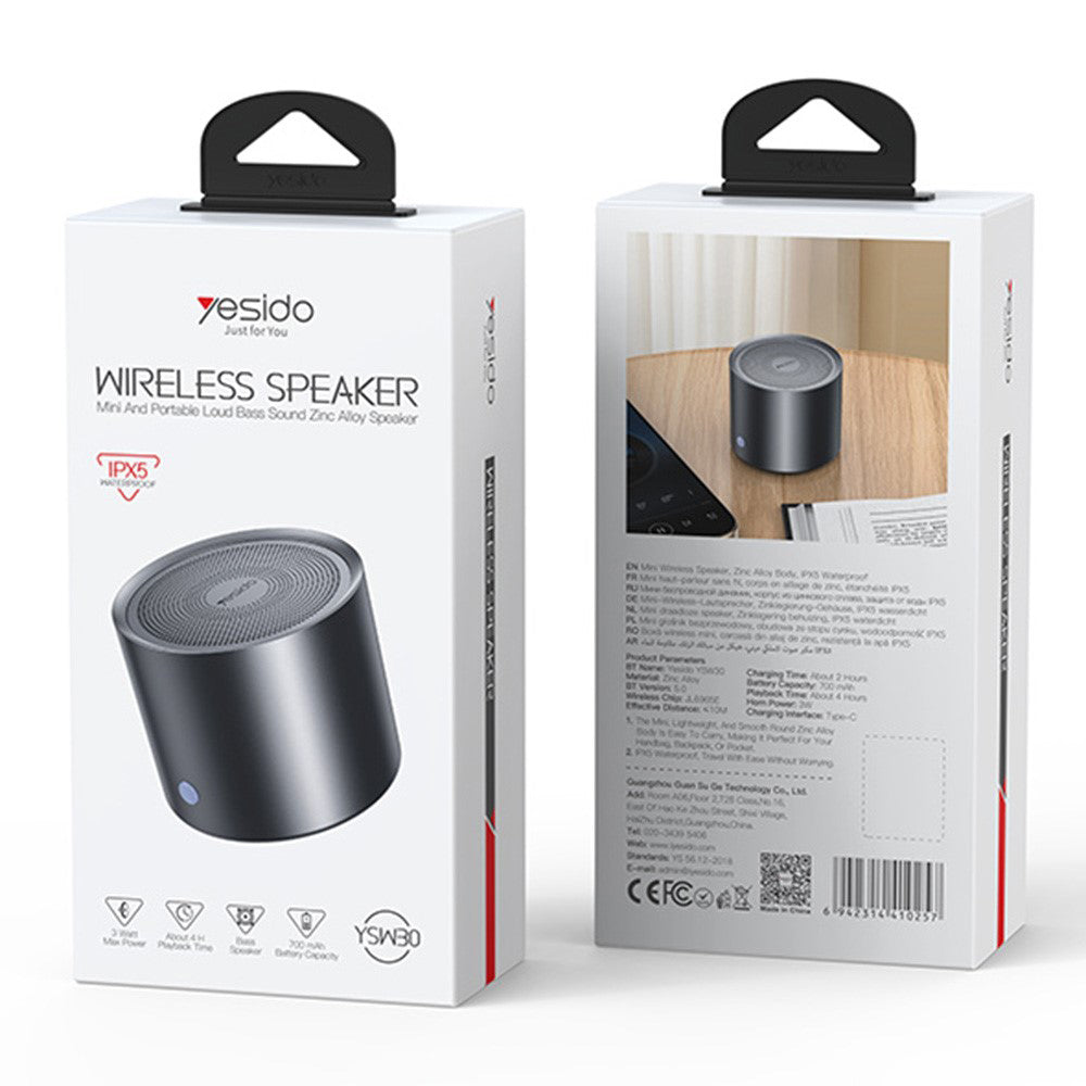 Ηχείο Bluetooth Yesido YSW30, 3W, Αδιάβροχο, Μαύρο