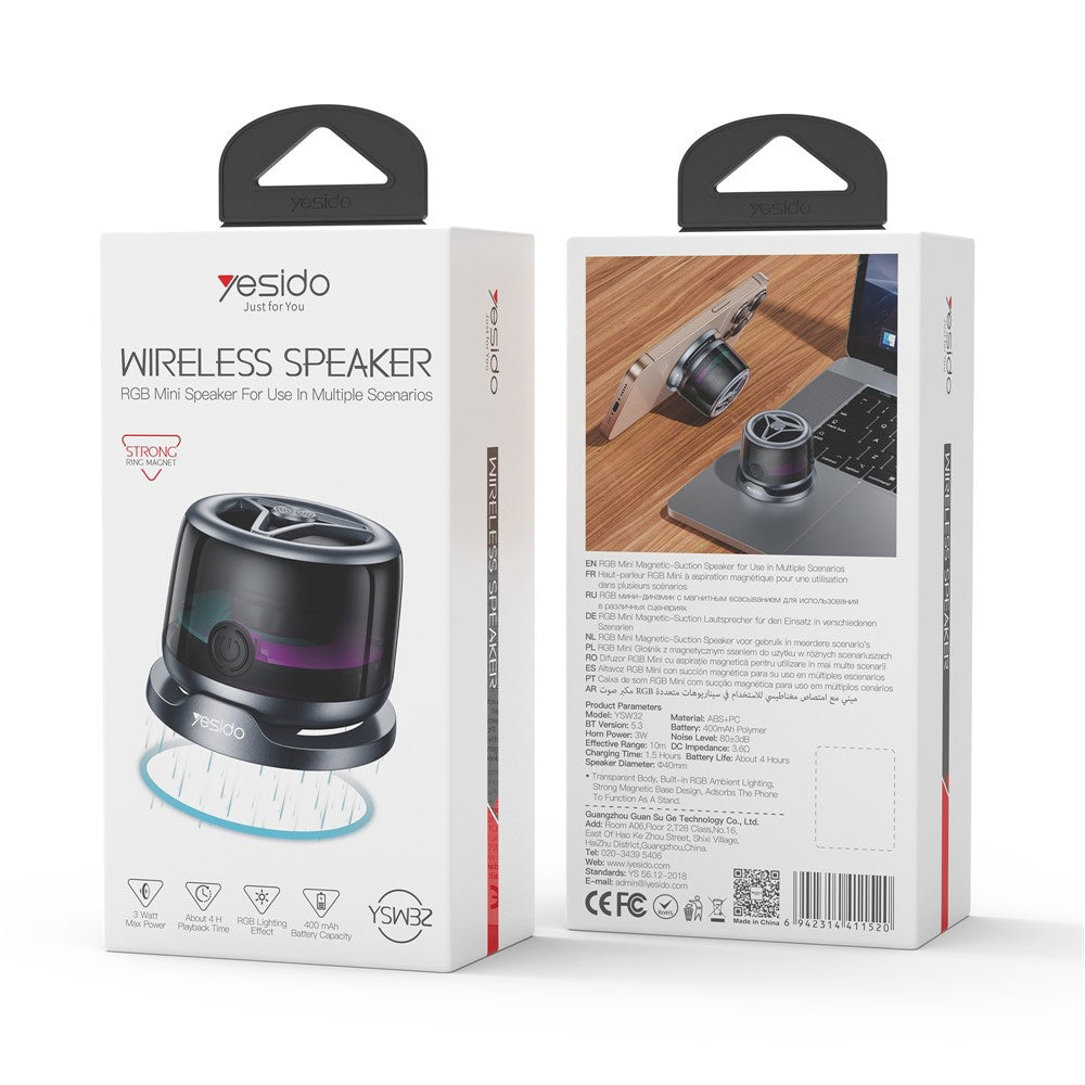 Φορητό Ηχείο Bluetooth Yesido YSW32, 3W, RGB, Μαύρο