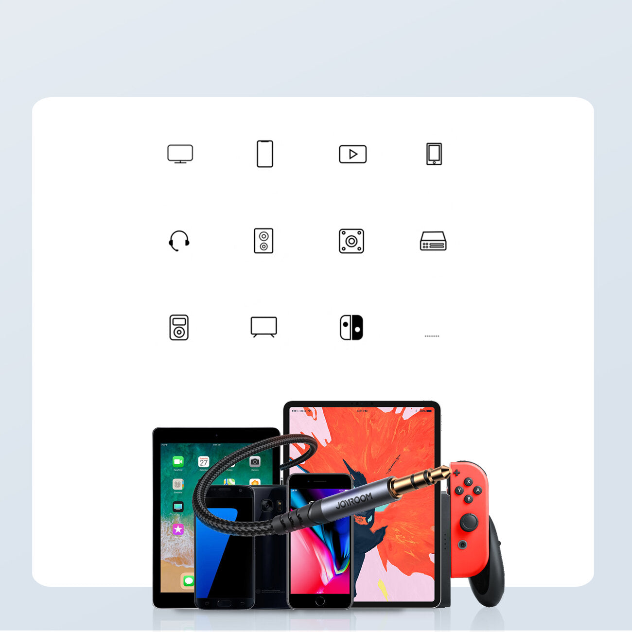 Καλώδιο Ήχου 3.5mm - 3.5mm Joyroom SY-A08, 1.2m, Μαύρο