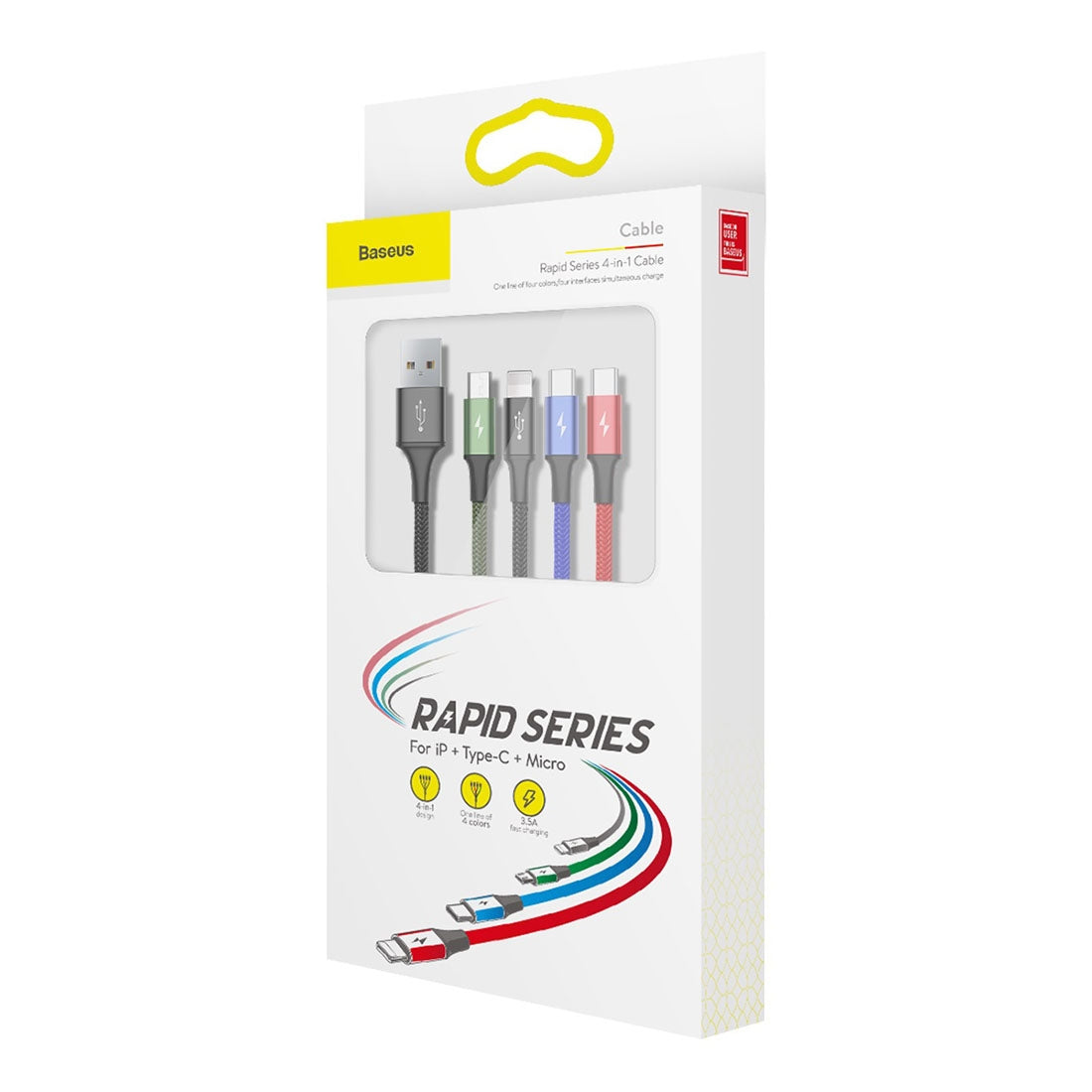 Καλώδιο Φόρτισης USB-A - Lightning / microUSB / 2 x USB-C Baseus Rapid 4in1, 20W, 1.2m, Μαύρο CA1T4-B01