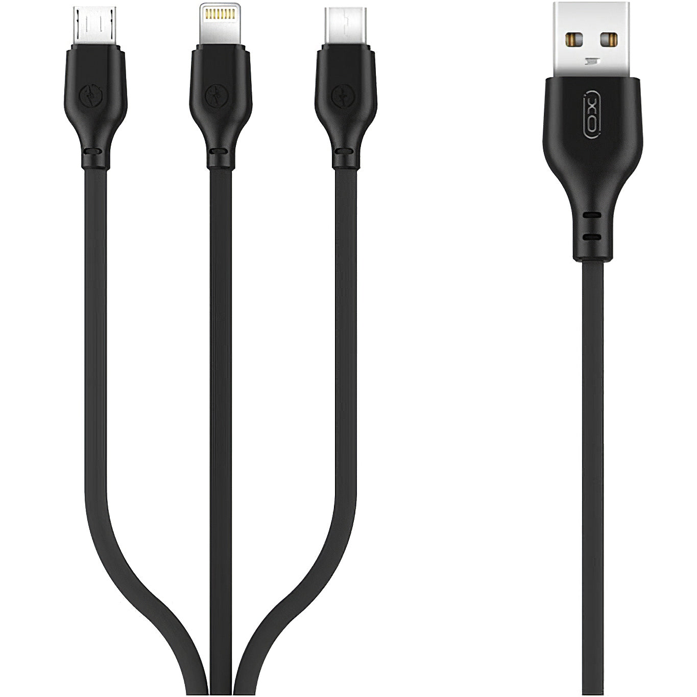 Καλώδιο Φόρτισης USB-A - Lightning / microUSB / USB-C XO Design NB103 3σε1, 10W, 1m, Μαύρο