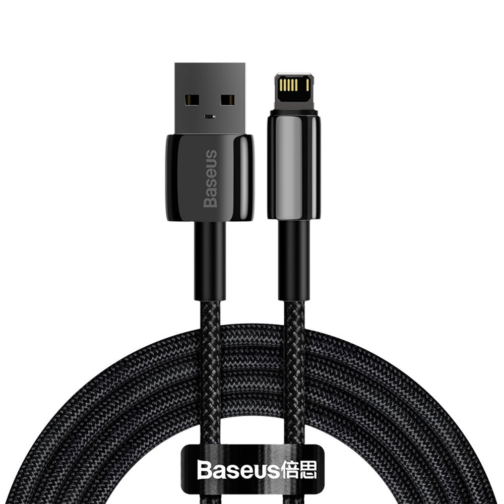 Baseus Tungsten Tungsten Gold Καλώδιο δεδομένων και φόρτισης USB σε Lightning, 2m, 2.4A, μαύρο CALWJ-A01