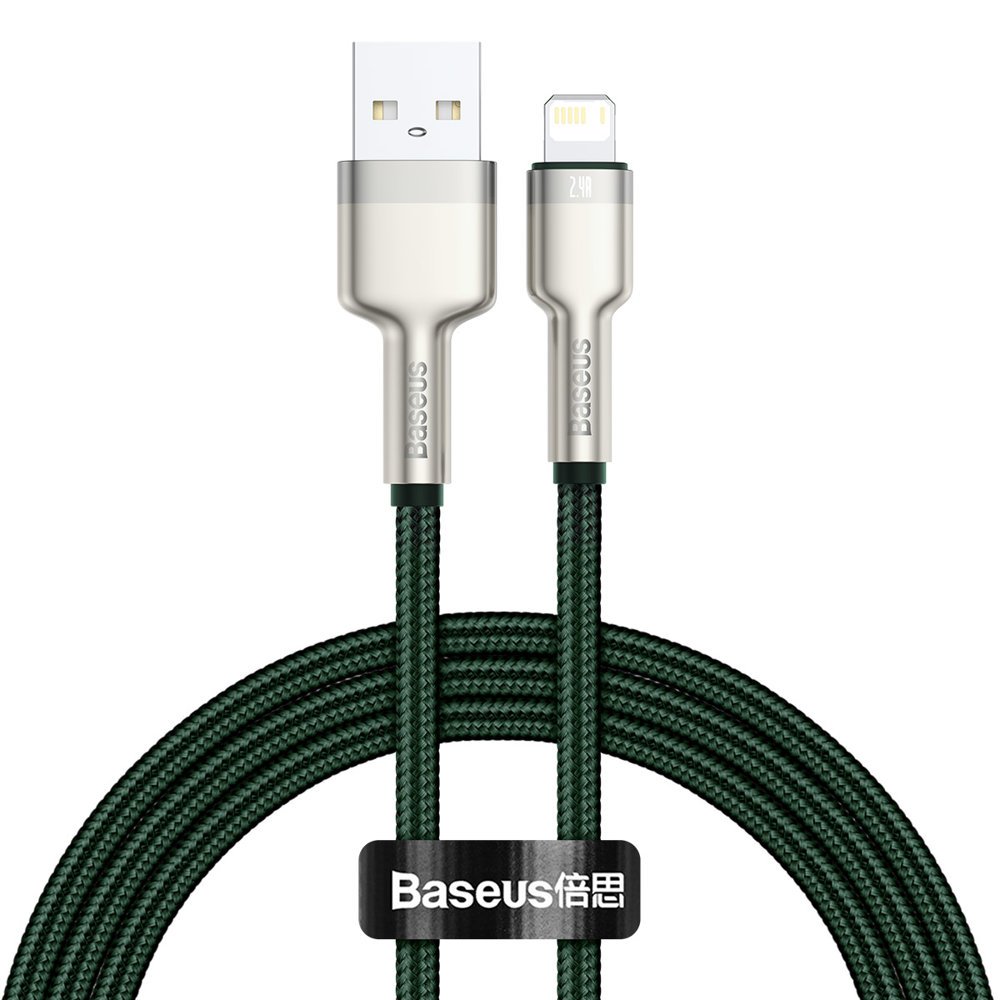 Καλώδιο Δεδομένων και Φόρτισης USB-A - Lightning Baseus Cafule Metal Series, 18W, 1m, Πράσινο CALJK-A06