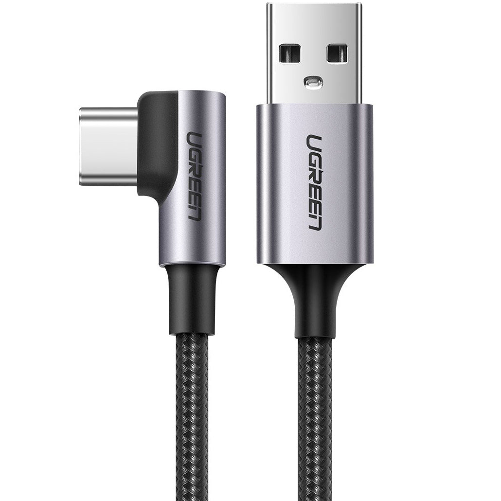 Καλώδιο δεδομένων και φόρτισης USB-A - USB-C UGREEN US284 γωνιακό, 60W, 3m, γκρι