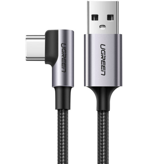 Καλώδιο δεδομένων και φόρτισης USB-A - USB-C UGREEN US284 γωνιακό, 60W, 2m, γκρι