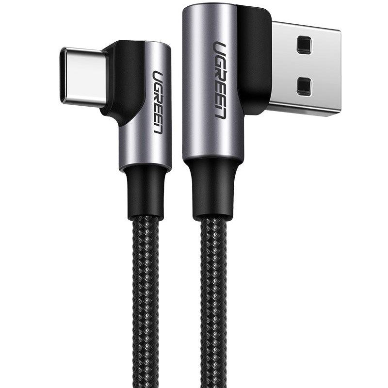 Καλώδιο Δεδομένων και Φόρτισης USB-A - USB-C UGREEN US176 Angled, 18W, 2m, Μαύρο
