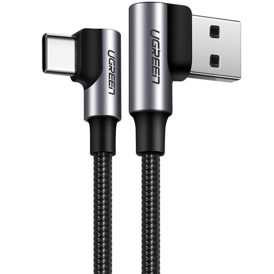 Καλώδιο δεδομένων και φόρτισης USB-A - USB-C UGREEN US176 γωνιακό, 60W, 2m, μαύρο