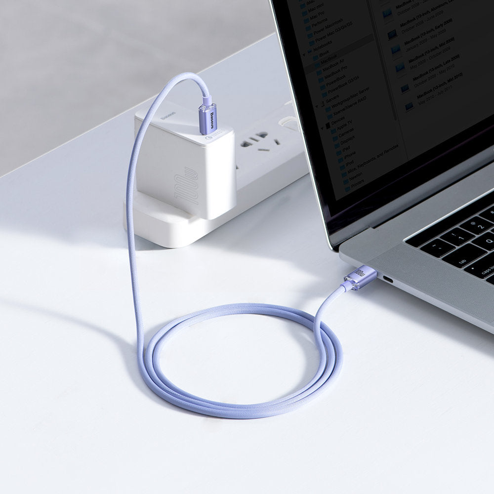 Καλώδιο δεδομένων και φόρτισης USB-C - USB-C Baseus Crystal Shine Series, 100W, 1.2m, μωβ CAJY000605