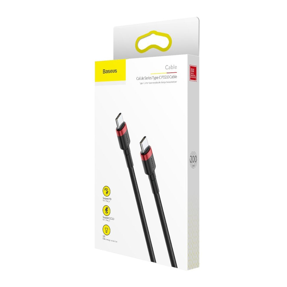 Καλώδιο δεδομένων και φόρτισης USB-C - USB-C Baseus Cafule, 60W, 2m, κόκκινο CATKLF-H91