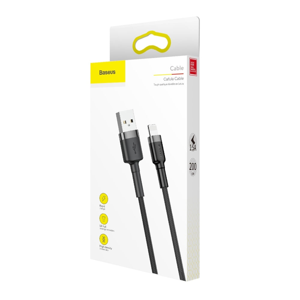 Καλώδιο δεδομένων και φόρτισης USB-A - Lightning Baseus Cafule, 18W, 1.5m, γκρι CALKLF-CG1