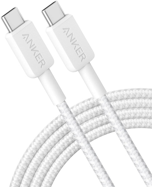 Καλώδιο δεδομένων και φόρτισης USB-C - USB-C Anker 322, 60W, 1,8m, λευκό A81F6G21