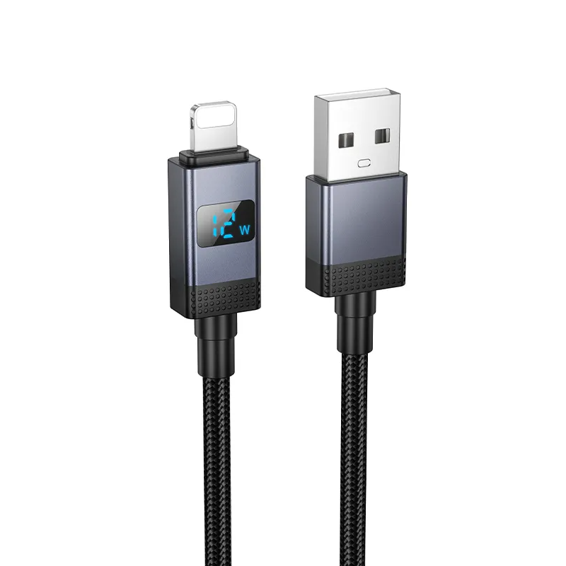 Καλώδιο Δεδομένων και Φόρτισης USB-A - Lightning HOCO X118 Display, 12W, 1m, Μαύρο