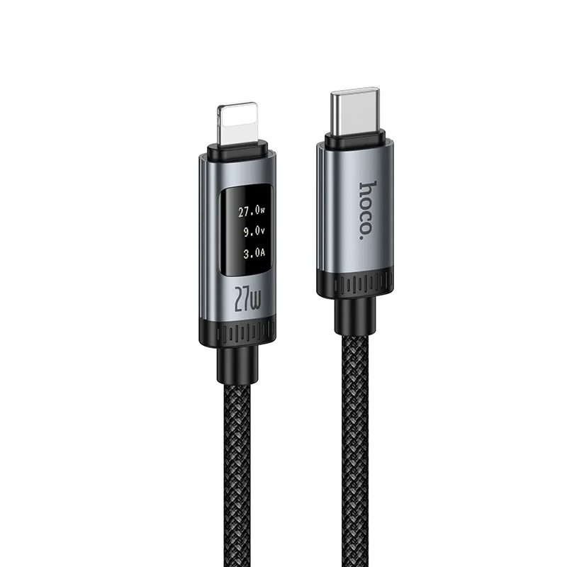 Καλώδιο Δεδομένων και Φόρτισης USB-C - Lightning HOCO Display U148, 27W, 1.2m, Μαύρο