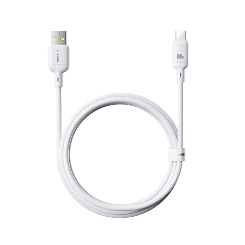 Καλώδιο Δεδομένων και Φόρτισης USB-A - USB-C Baseus Silky, 100W, 1m, Λευκό P10377703213-00