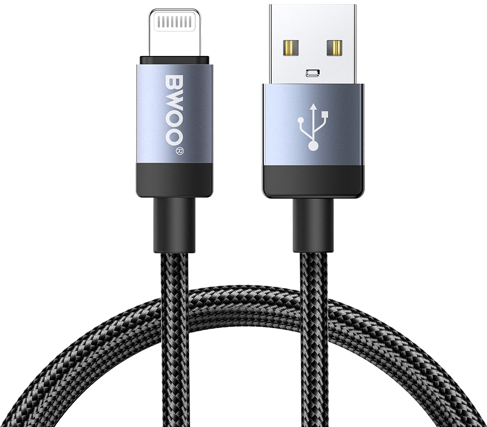 USB-A to Lightning Data and Charging Cable BWOO BO-X401L, 18W, 1m, Black