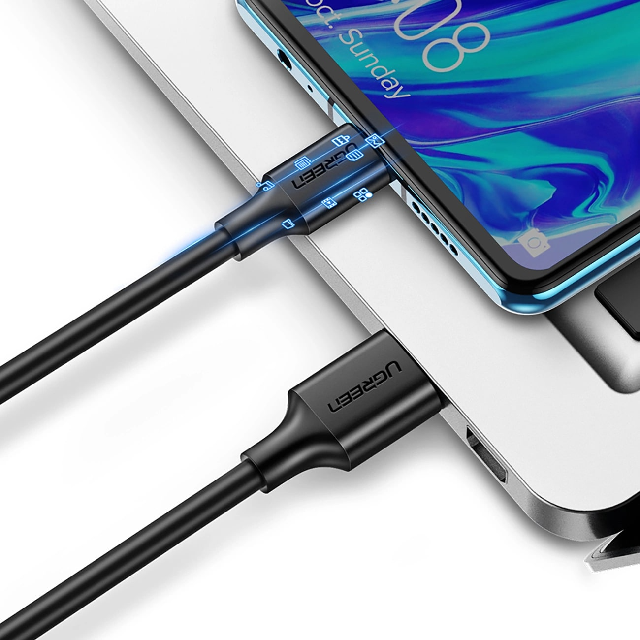 Καλώδιο Δεδομένων και Φόρτισης USB-A - USB-C UGREEN US184, 18W, 0.5m, Μαύρο