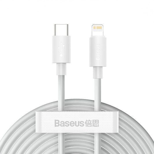 Baseus Simple Wisdom Καλώδιο δεδομένων και φόρτισης USB-C - Lightning Simple Wisdom, 20W, 1.5m, Σετ 2 τεμαχίων, Λευκό